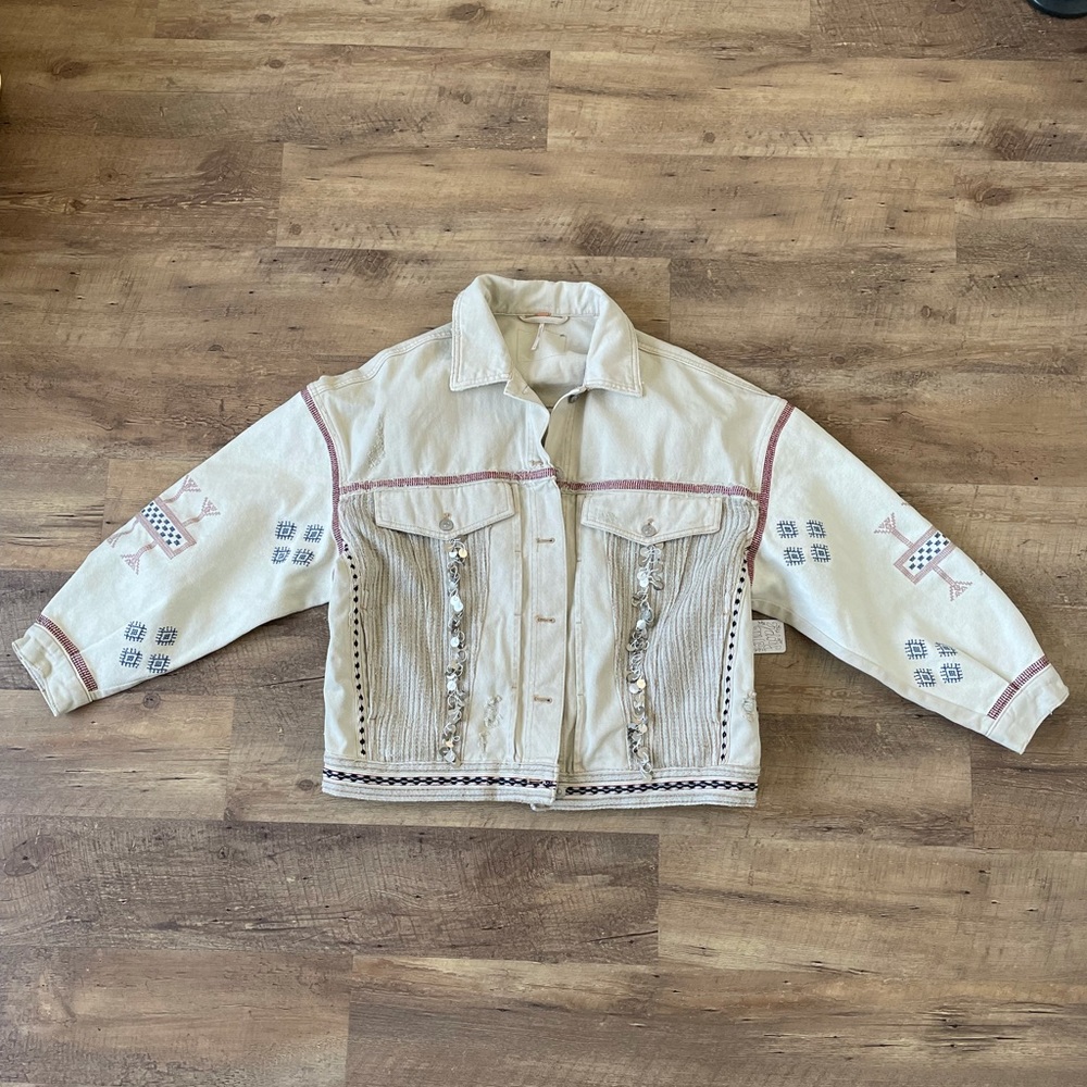 FREE PEOPLE (NWT) Denim jacket “winter cactus jacket”